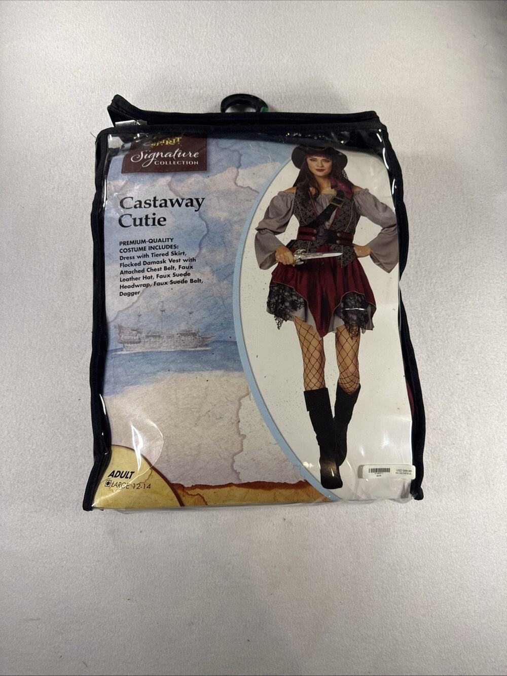 Women's Castaway Pirate Costume Set Size Large 12-14 Spirit Halloween - Picture 1 of 4